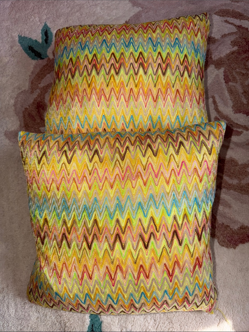 Vibrant Chevron Zigzag Accent 2 Pillows